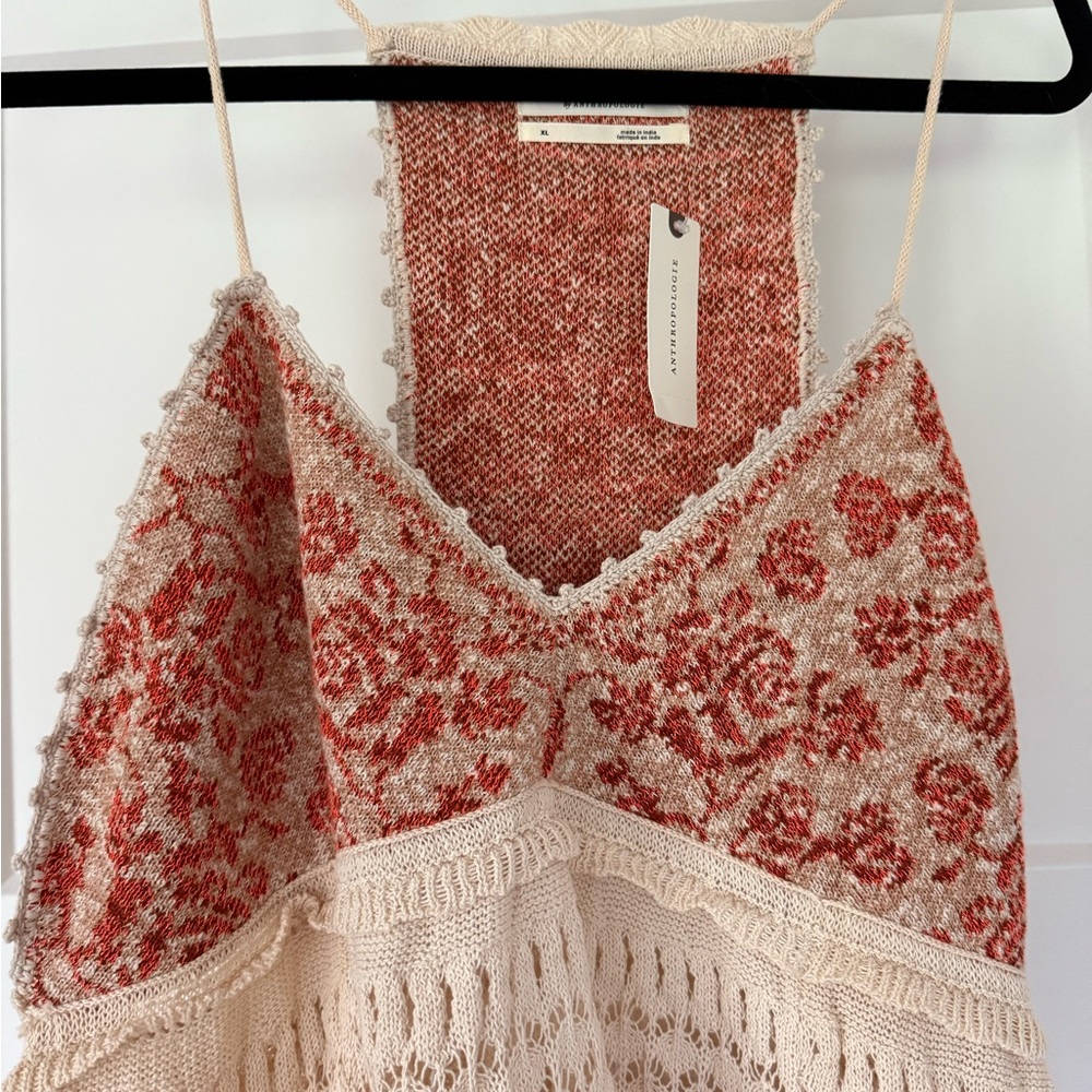 Anthropologie Orange and Cream Knit Tank - Picture 3 of 8